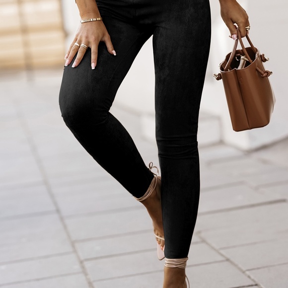 Suede Faux Leather Leggings - Picture 7 of 7